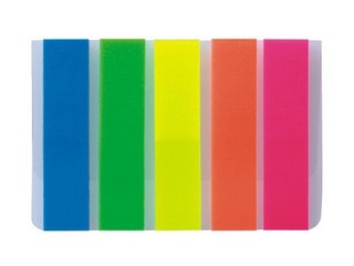 Index tabs ALCO, plastic, mix colour, 12x50mm, 5x25 sheets