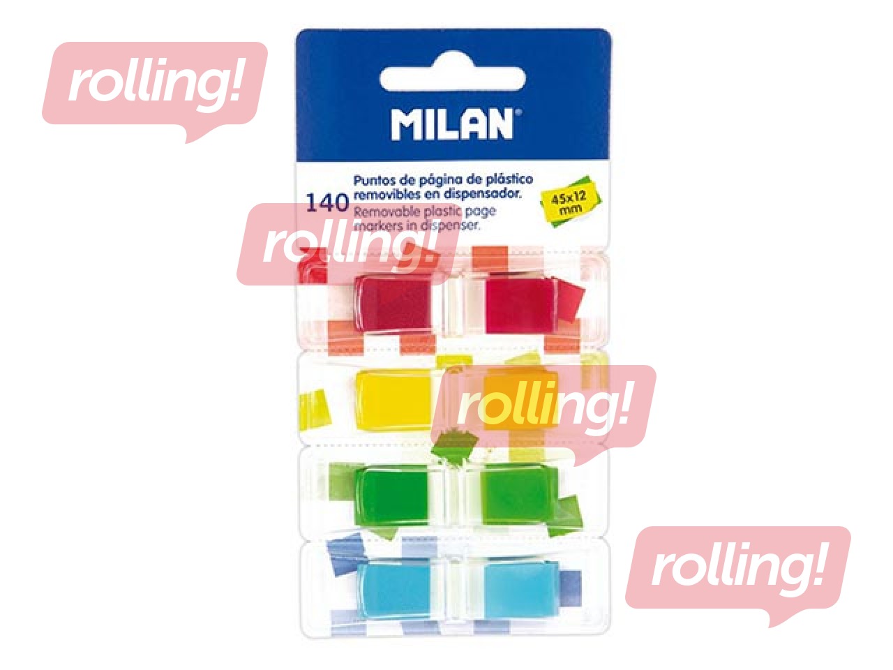 Marķēšanas indeksi plastikāta Milan, dažādas krāsas, 12x45 mm, 4х35 lapiņas