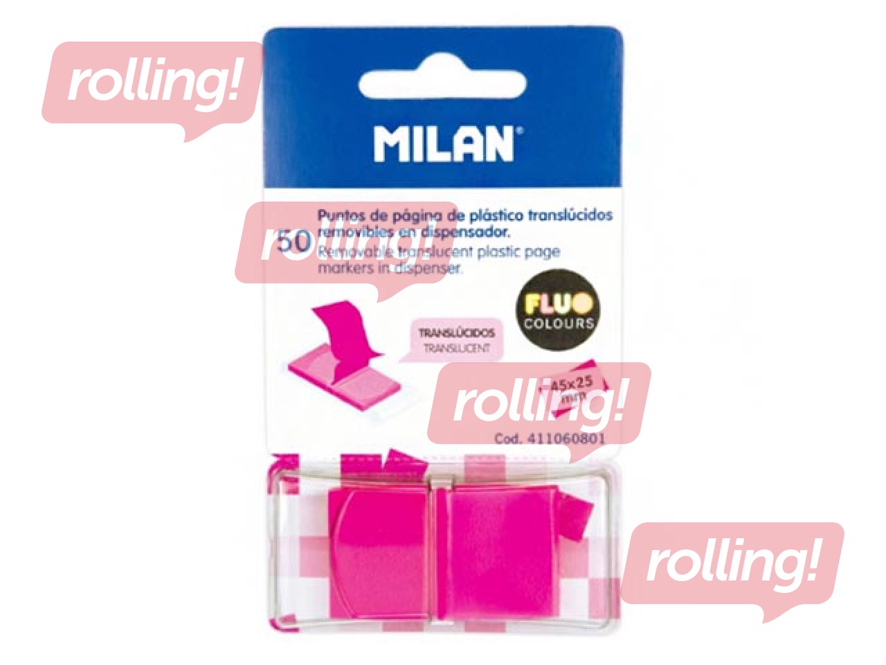 Marķēšanas indeksi plastikāta Milan, neona rozā, 25x45mm