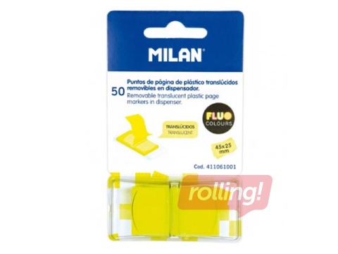 Index tabs Milan, translucent, neon yellow, 25x45mm