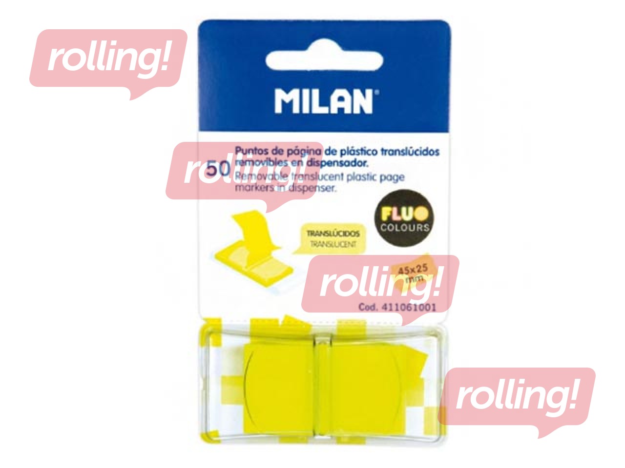 Index tabs Milan, translucent, neon yellow, 25x45mm