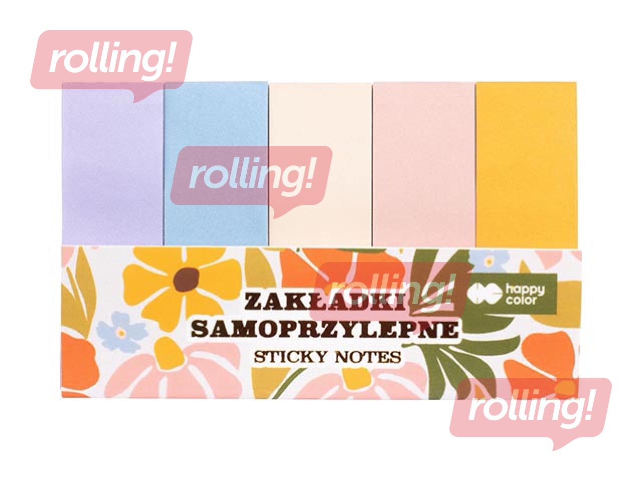 Marķēšanas indeksi Happy Color, papīra, 2x6cm, 5 krāsas pa 40 gab.