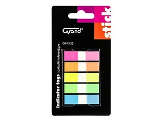 Маркерные индексы Grand, пластиковые, разные цвета, 12x45mm, 5x25 листов