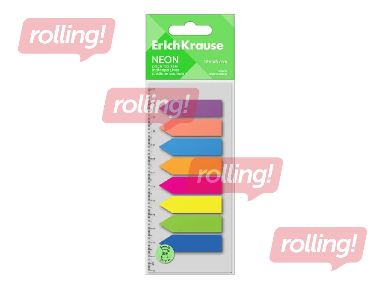 Marķēšanas indeksi-butiņas ErichKrause, papīra, dažādas neona krāsas, 12x45mm, 200 lapiņas