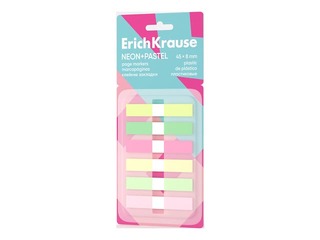 Lehemärgid ErichKrause, plastist, neoon+pastellvärvid, 8x45mm, 120 lehte