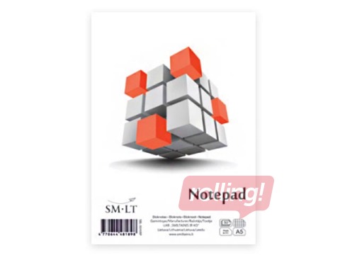 Piezīmju bloknots SM·LT, papīra vāks, A5, rūtiņu, 50 lapas