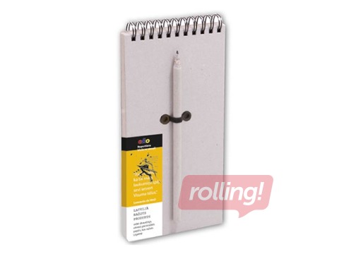 Piezīmju bloks Reportiera ar spirāli, pelēks