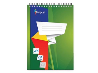 Piezīmju bloknots ar spirāli Forpus, papīra vāks, A5, rūtiņu, 70 lapas
