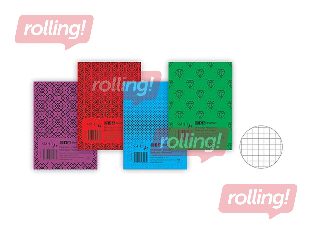 Piezīmju bloknots SM·LT, A7, rūtiņu, 50 lapas