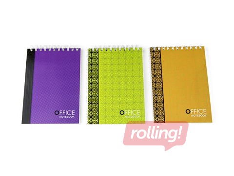 Piezīmju bloknots Office ar spirāli, A6, rūtiņu, 90 lapas