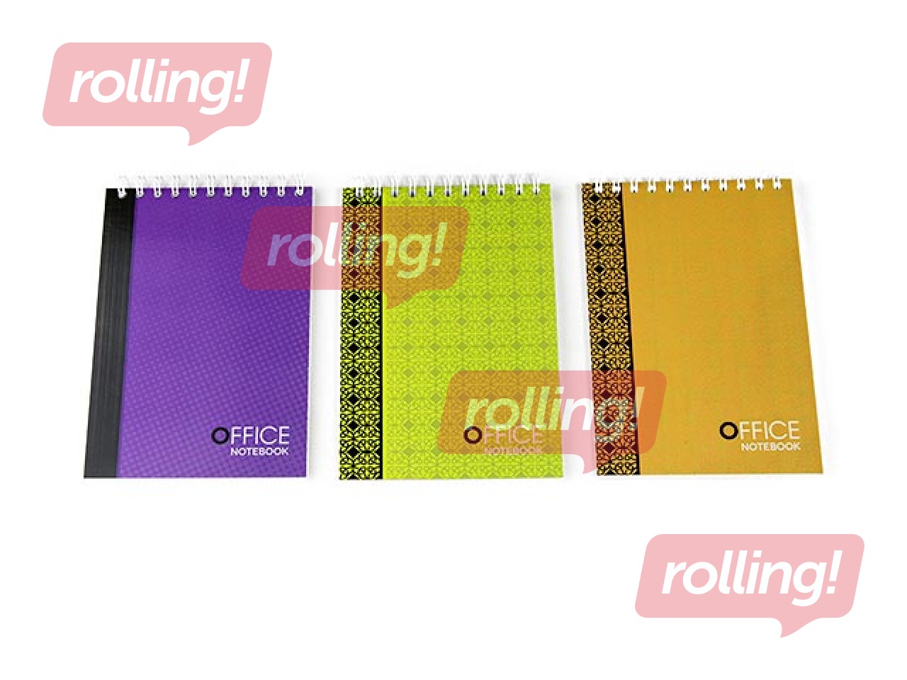 Piezīmju bloknots Office ar spirāli, A6, rūtiņu, 90 lapas