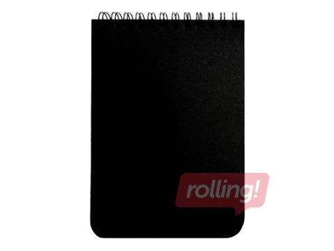 Piezīmju bloknots SM-LT, A6, melns plastikāta vāks, ar spirāli, rūtiņu, 60 lapas