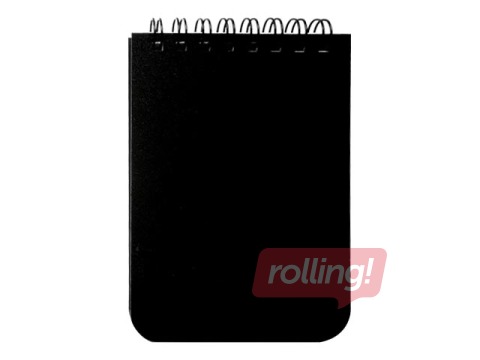 Piezīmju bloknots SM-LT, A7, melns plastikāta vāks, ar spirāli, rūtiņu, 60 lapas