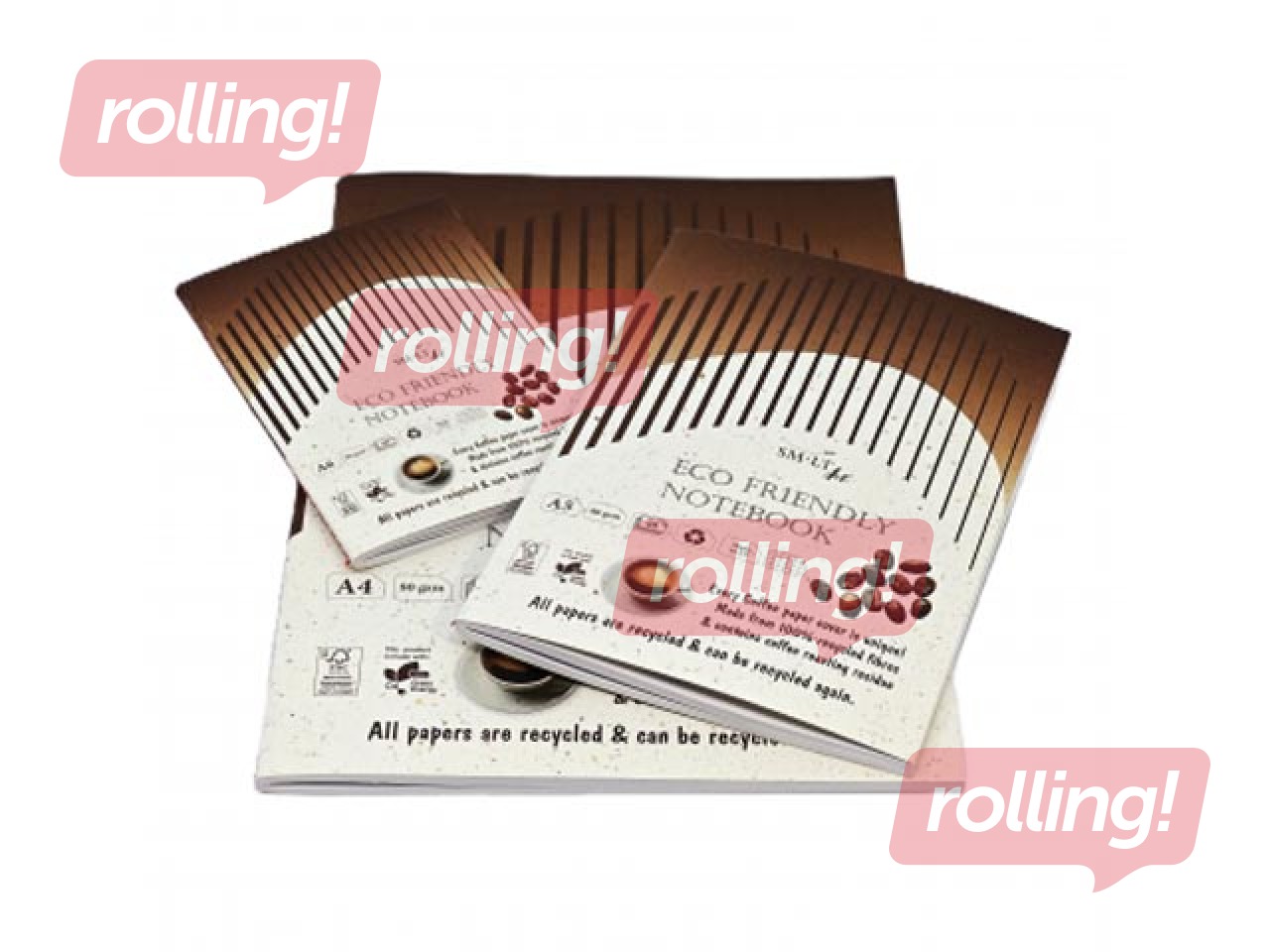 Piezīmju bloknots Smiltainis Eco, A6, rūtiņu, 48 lapas