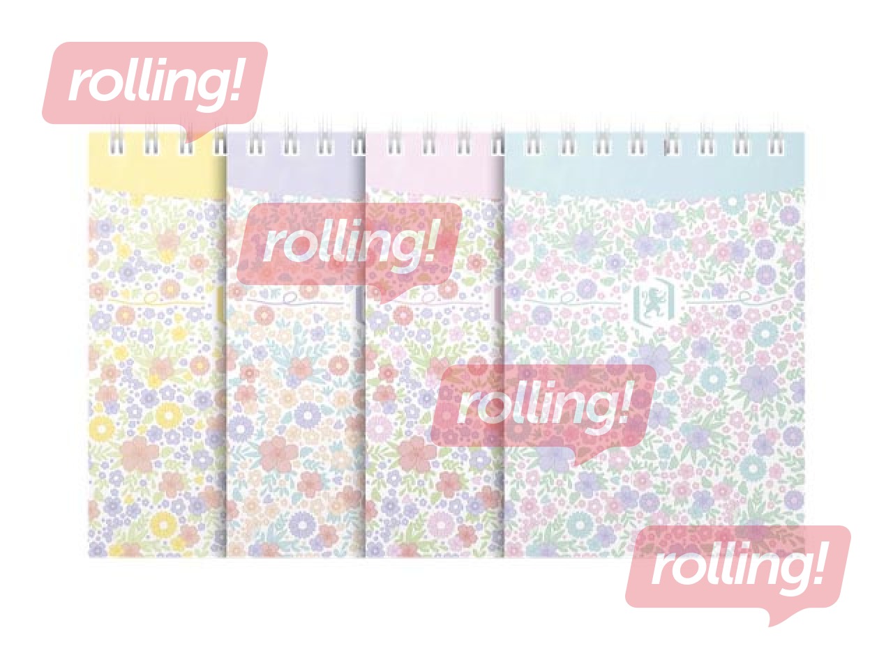 Piezīmju bloknots ar spirāli Oxford, Floral, A7, līniju, 140 lapas