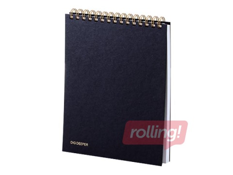 Piezīmju bloks Skech Gold ar spirāli, melns, A4