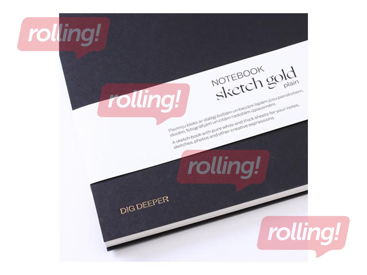 Piezīmju bloks Skech Gold ar spirāli, melns, A4