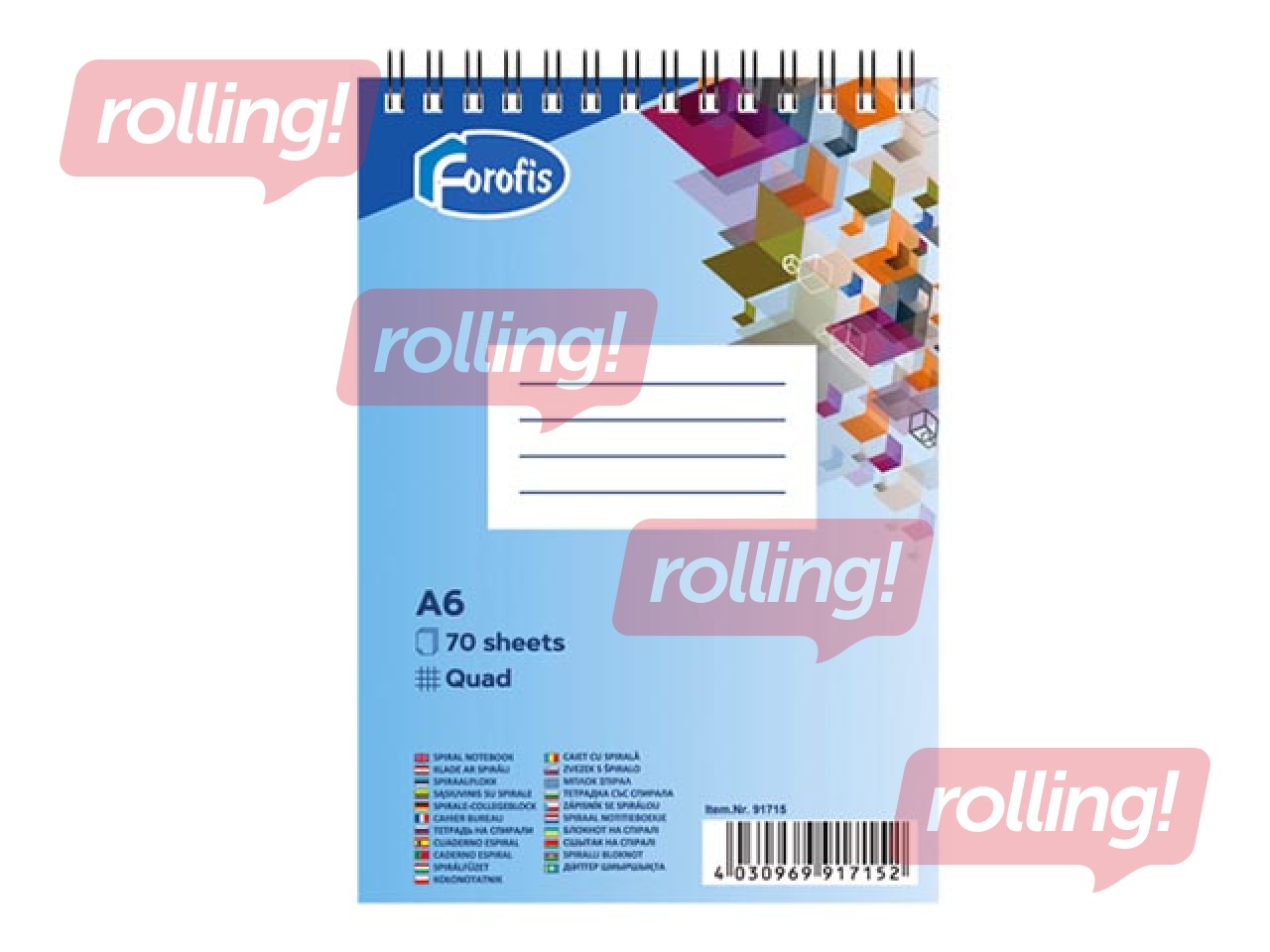 Piezīmju bloknots Forofis, A6, rūtiņu, 70 lapas