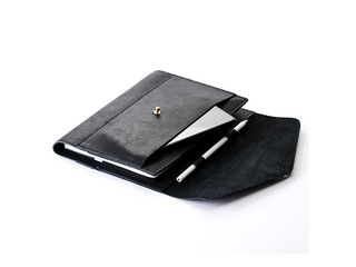 Notebook cover, A5, genuine Leather, black
