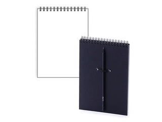 Notebook with spiral, white pages, black, A5