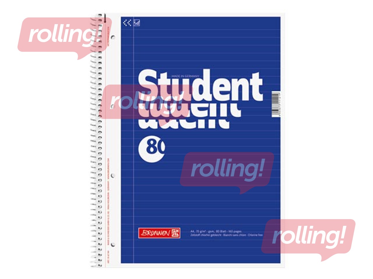 Klade ar spirāli, Student, A4, līniju, 80 lapas
