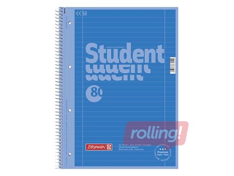 Notebook with spiral, Colour, A4, ruled, azur, 80 sheets