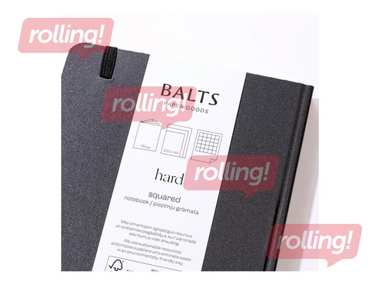 Notebook Hard, squared, A5, black with rubber