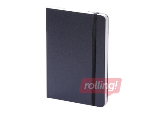 Piezīmju klade Hard, rūtiņu, A5, melna ar melnu gumiju