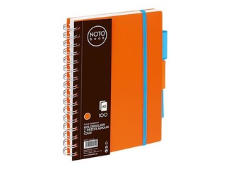 Kaustik spiraalköitega, A5, oranž, ruuduline, 100 lehte