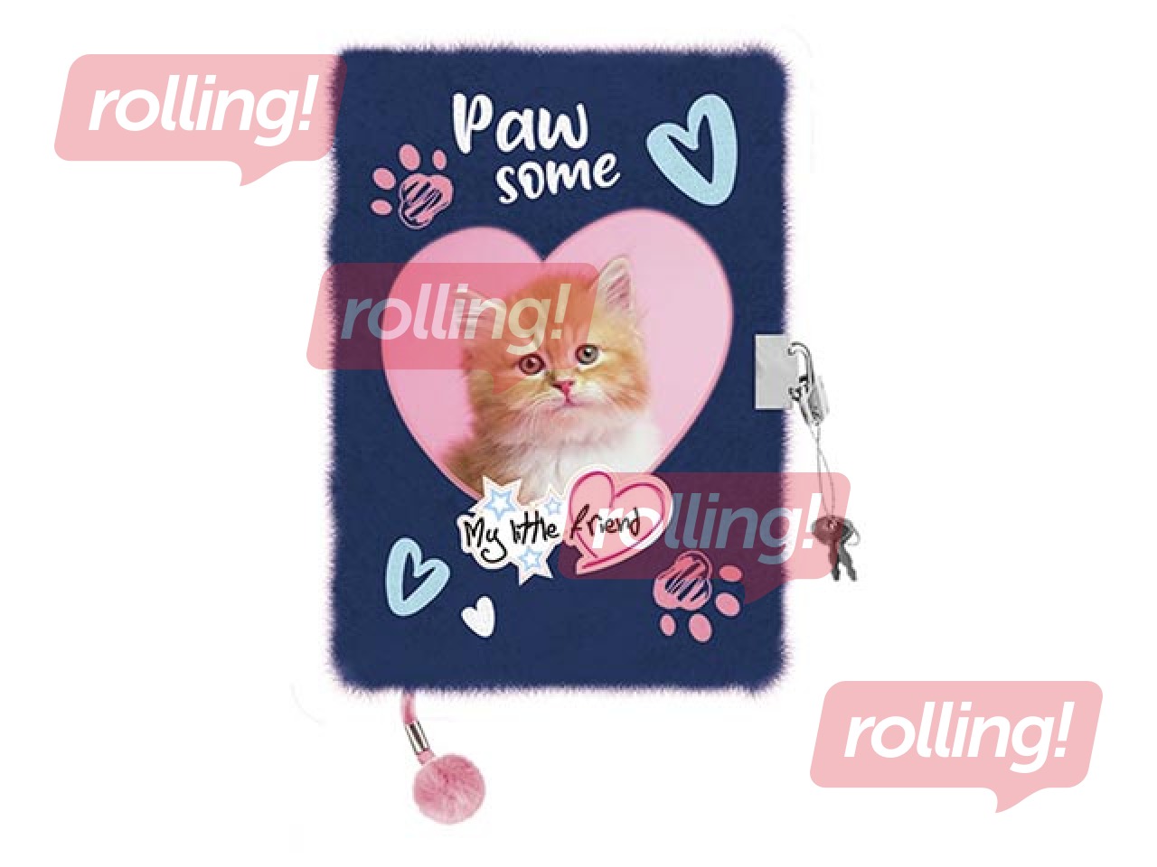 Dienasgrāmata ar atslēdziņu, A5, kaķēns, līniju