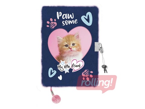 SALE Diary with a key, A5, kitten, lined