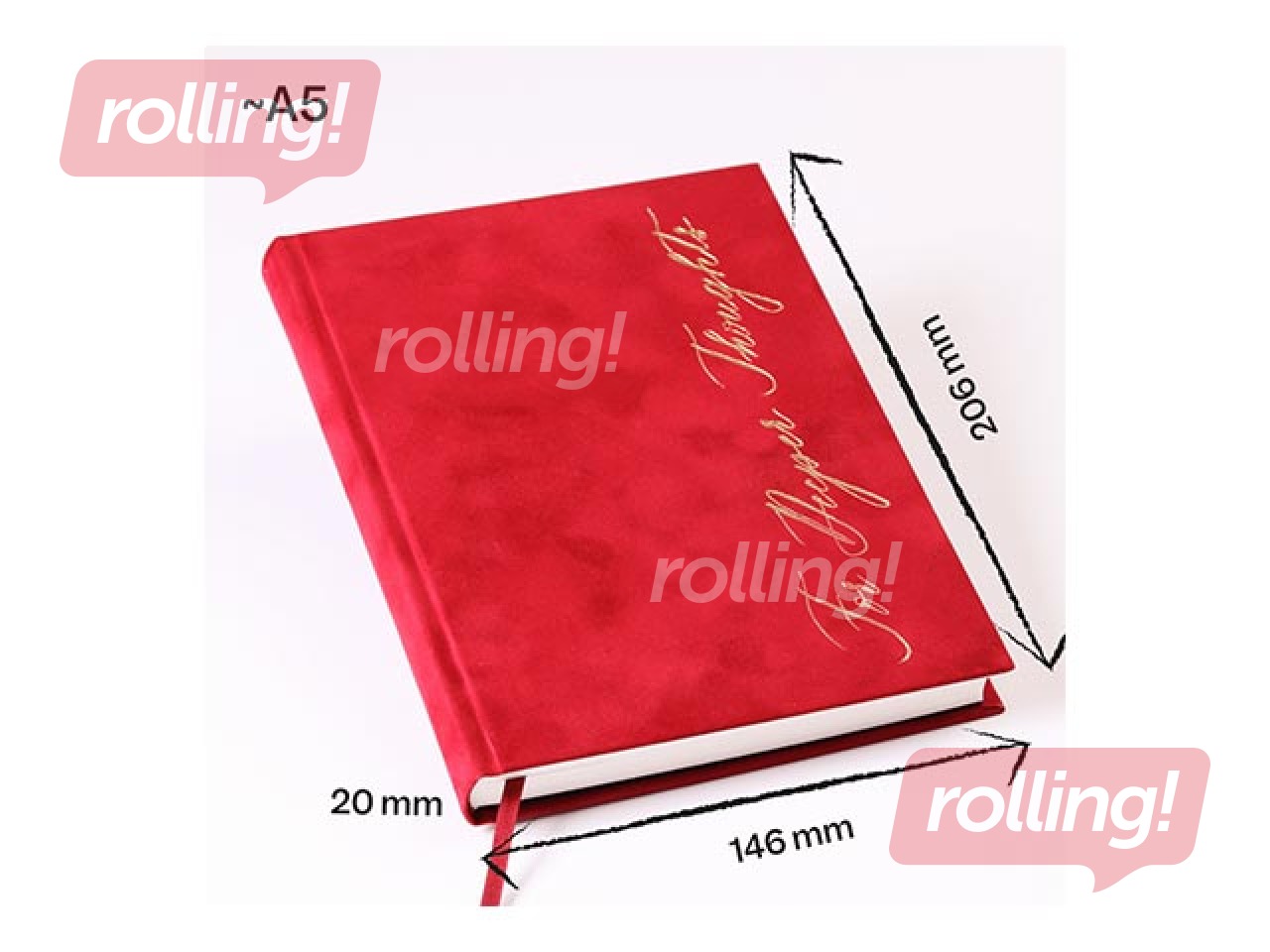 Piezīmju grāmata Red Velvet, A5, sarkans samts