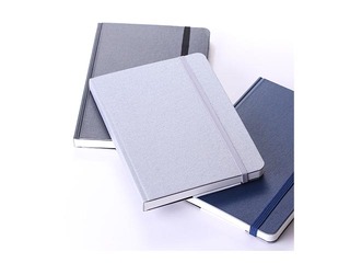 Notebook Hard, squared, A5, light grey with grey rubber
