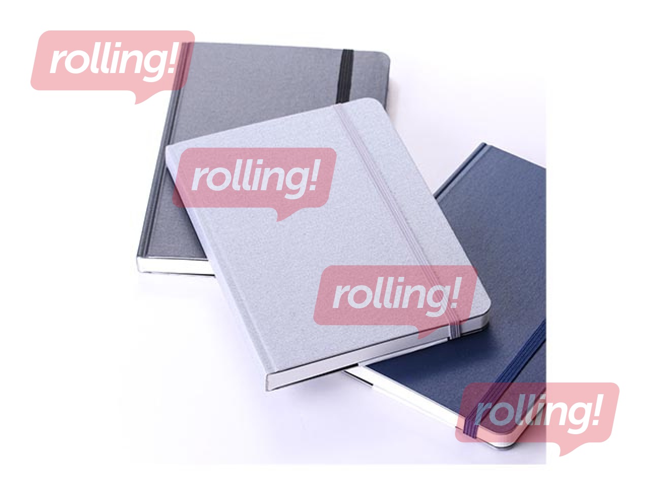 Notebook Hard, squared, A5, light grey with grey rubber