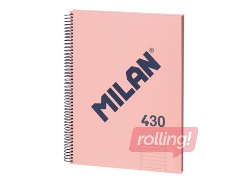 Klade ar spirāli cietos vākos Milan, A4, rozā, līniju, 80 lapas