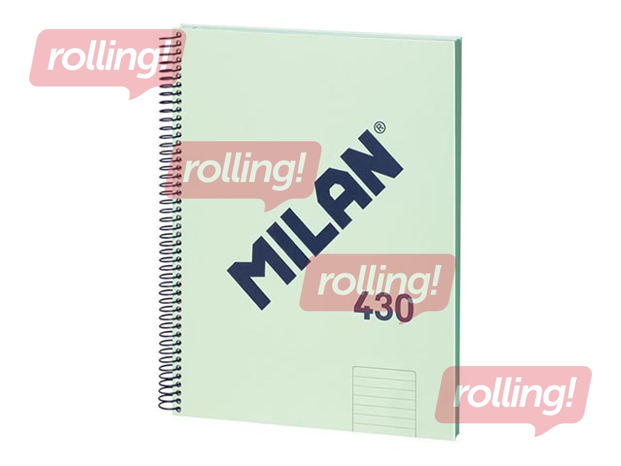 Klade ar spirāli cietos vākos Milan, A4, līniju, zaļa, 80 lapas