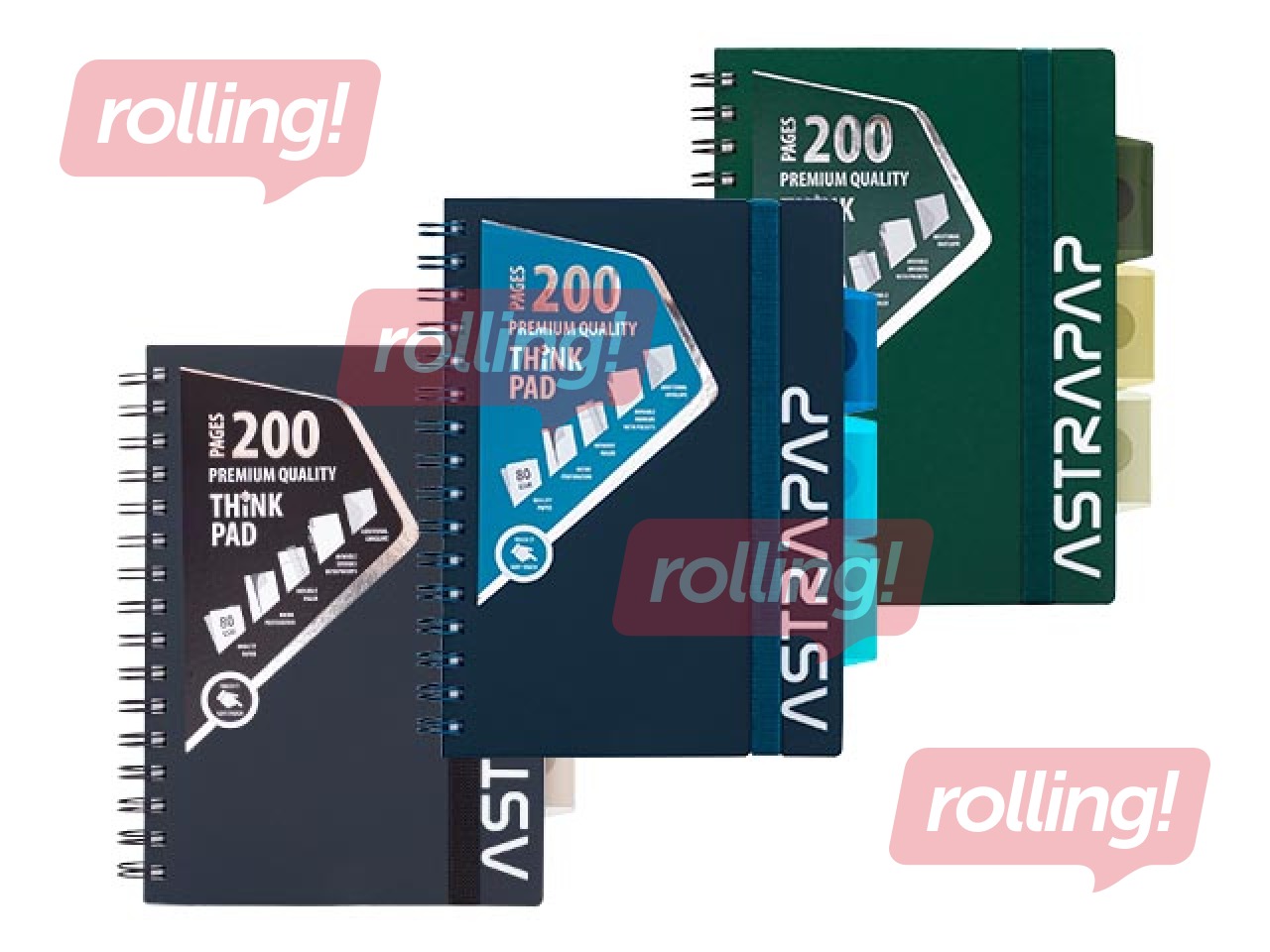 Klade Astra ar 4 sadalījumiem, A5, rūtiņu, dažādas krāsas, 200 lapas