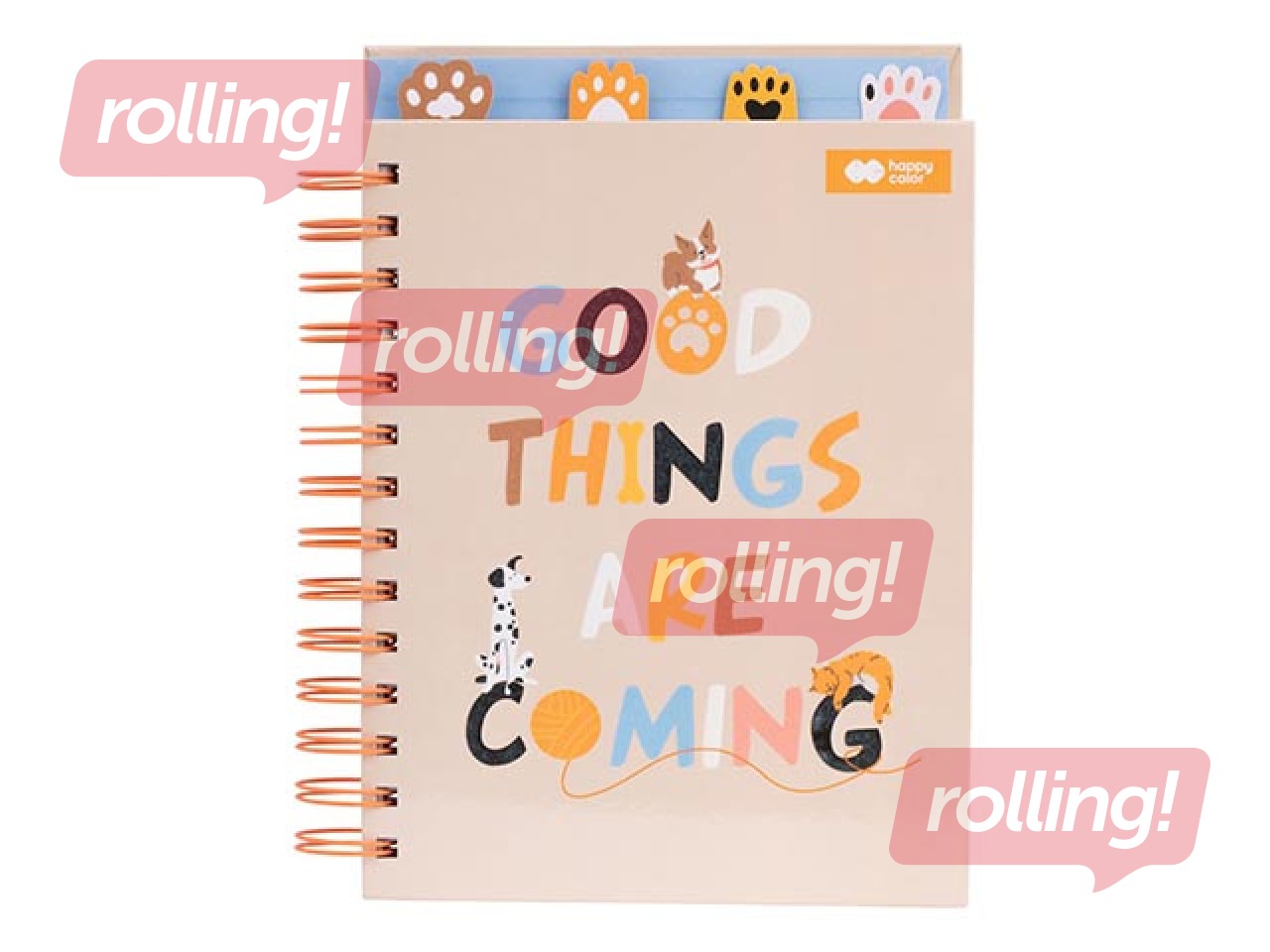 Klade Cat&Dog, ar 4 sadalījumiem, A5, rūtiņu, punktiņu, līniju un baltas, 80 lapas