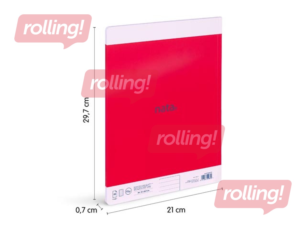 Notebook with soft cover Milan, Nata®, A4, lined, pink, 48 sheets