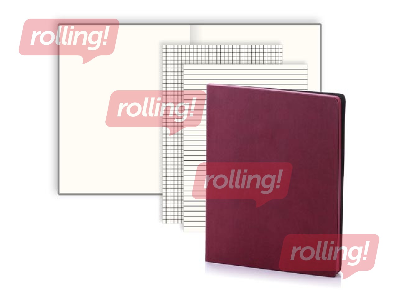 Piezīmju grāmata Balts L, baltas lapas, A4, bordo