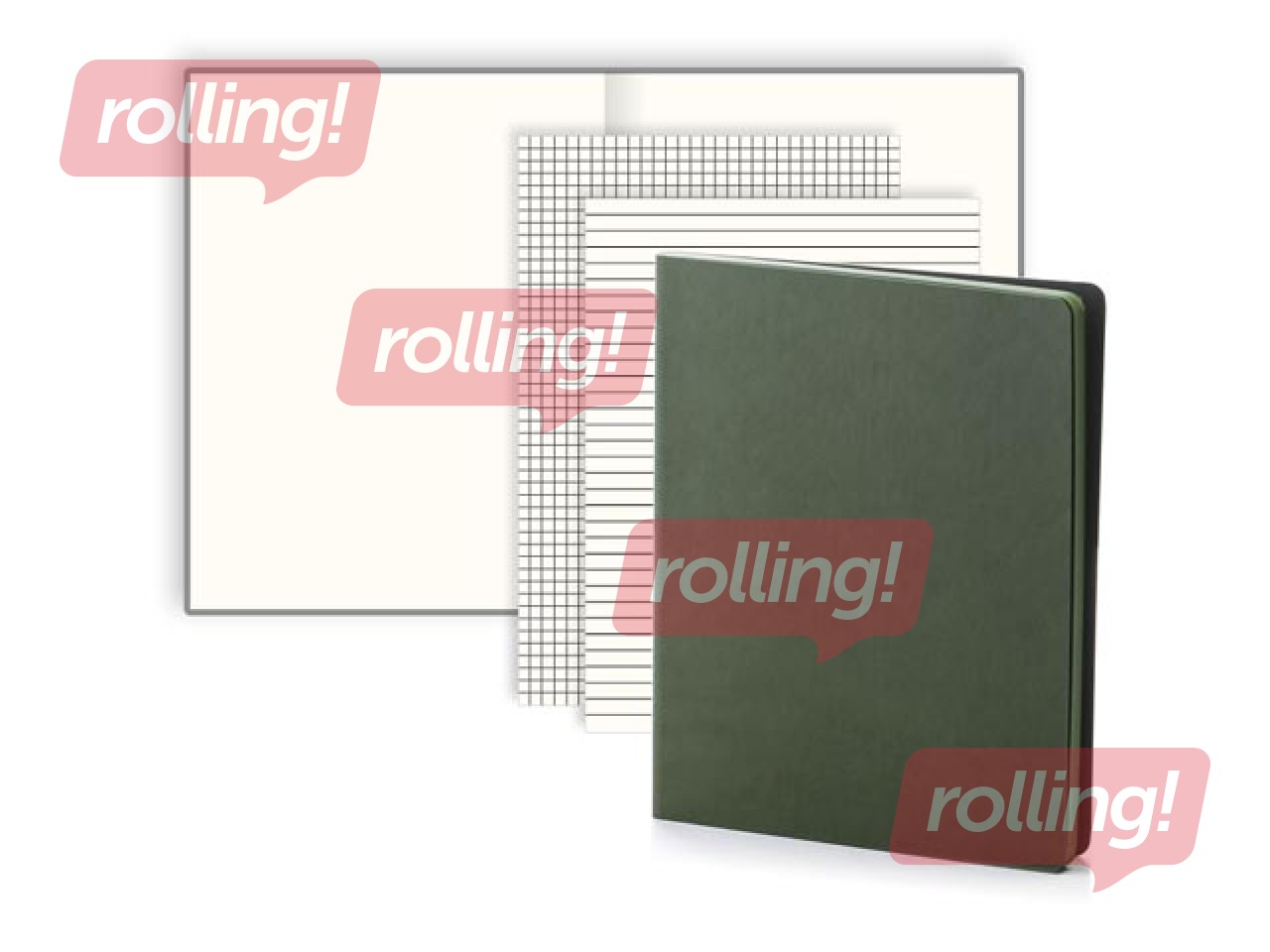 Piezīmju grāmata Balts L, baltas lapas, A4, zaļa