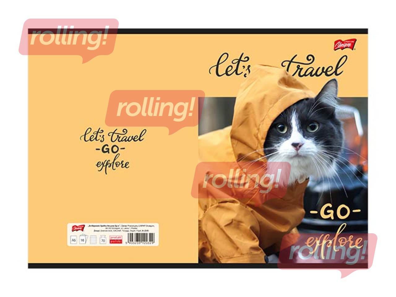 Klade Unipap, Travel Cat, rūtiņu, A5, 60 lapas