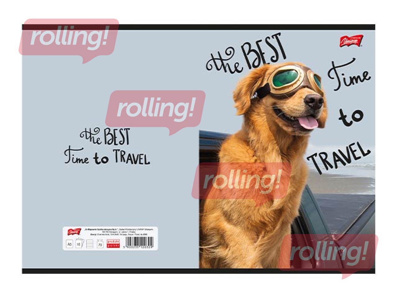 Klade Unipap, Travel Dog, rūtiņu, A5, 60 lapas