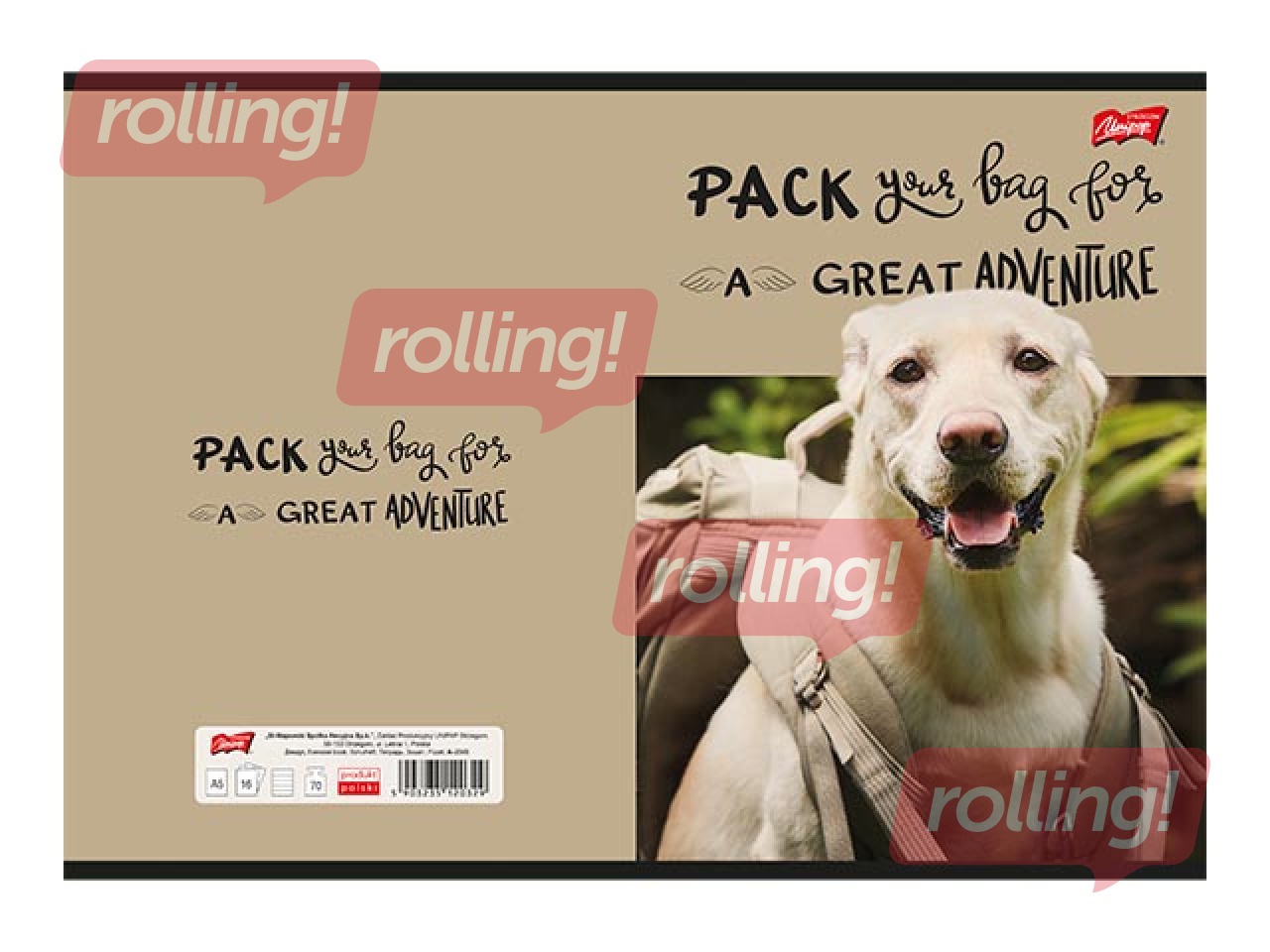 Klade Unipap, Travel Dog, rūtiņu, A5, 60 lapas