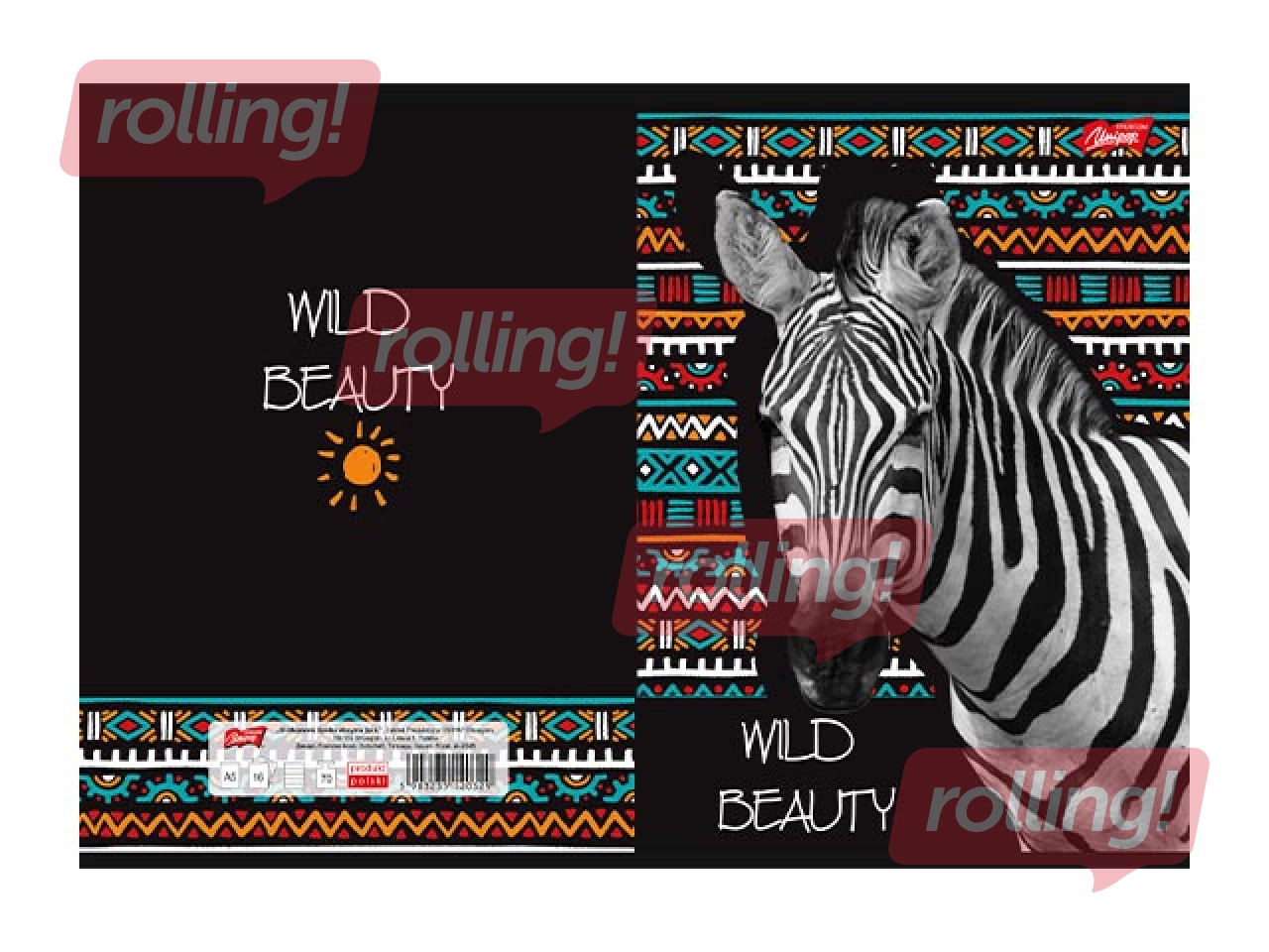 Klade Unipap, Wild Beauty, Zebra, līniju, A5, 60 lapas
