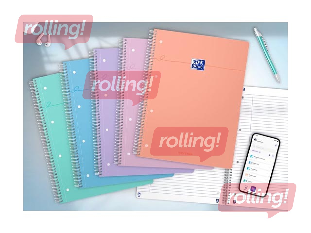 Klade ar spirāli Oxford, A4+, līniju, 80 lapas, pasteļkrāsas
