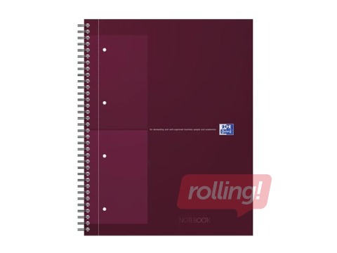 Klade ar spirāli Oxford, International Limited Edition, A4+, rūtiņu, 80 lapas, sarkana