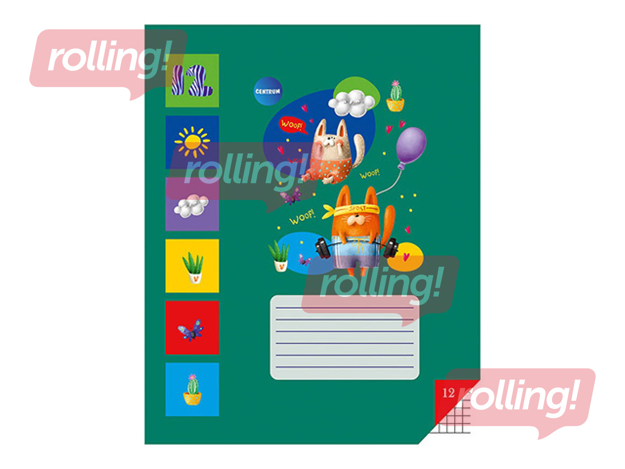 Vihik Centrum, loomadega, ruuduline, 12 lehte