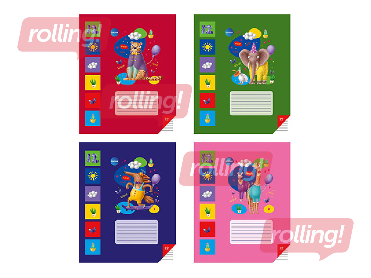 Notebook Centrum, with animals, lined, 12 sheets