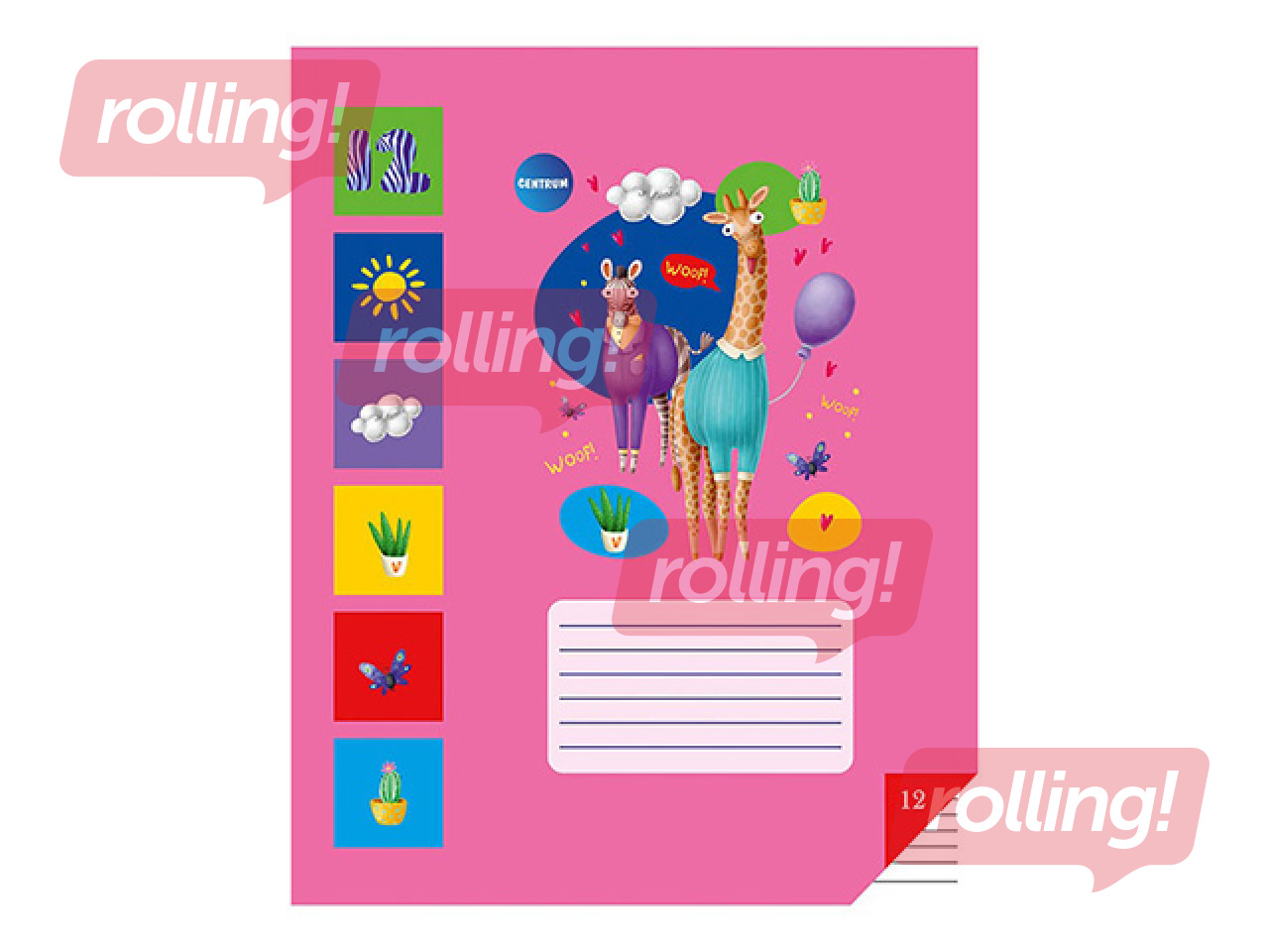 Notebook Centrum, with animals, lined, 12 sheets